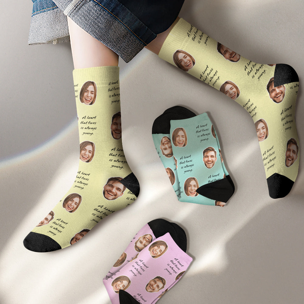 Custom Photo Face Socks Colorful Group Photo Gifts for Couple - soufeelmy
