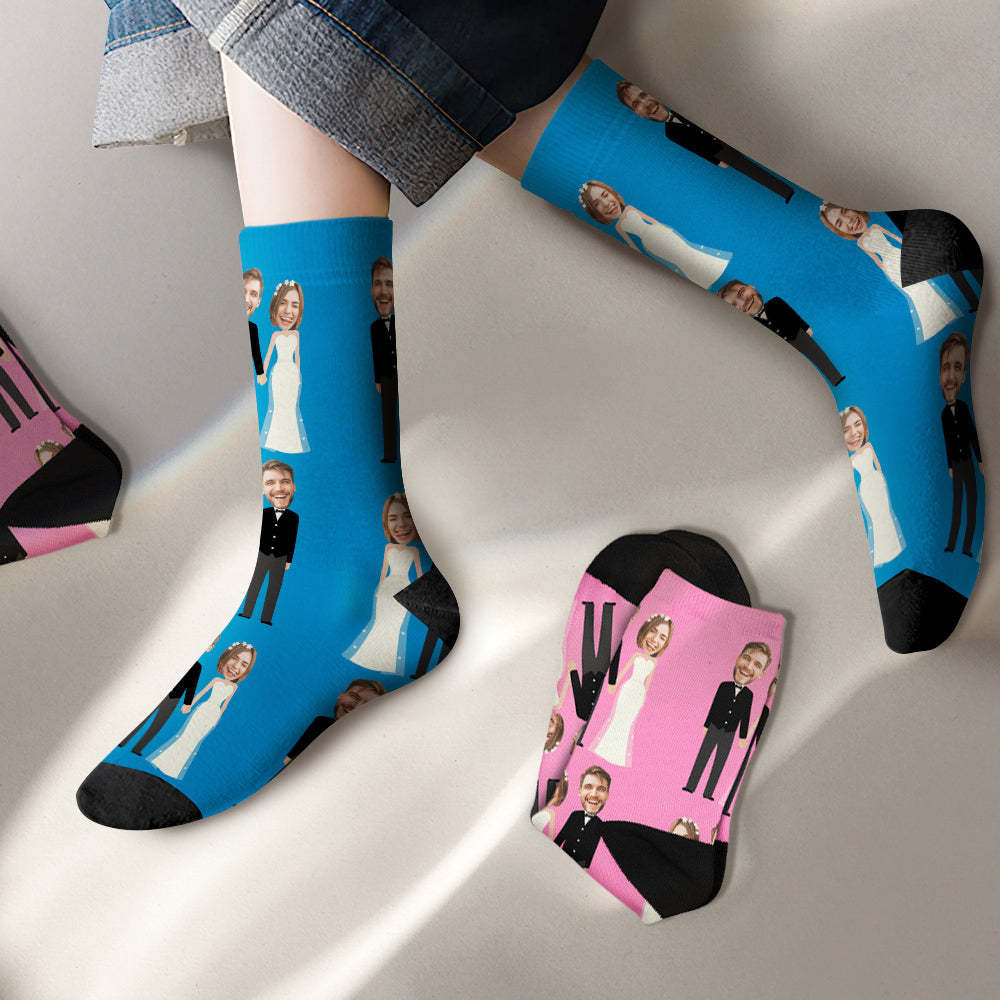Custom Photo Socks Funny Wedding Photo Couple Gifts - soufeelmy