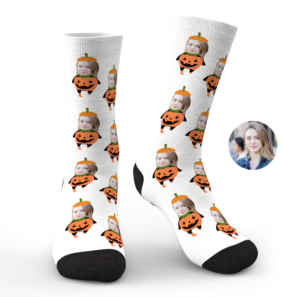 Custom Photo Face Socks Funny Halloween Gifts - soufeelmy