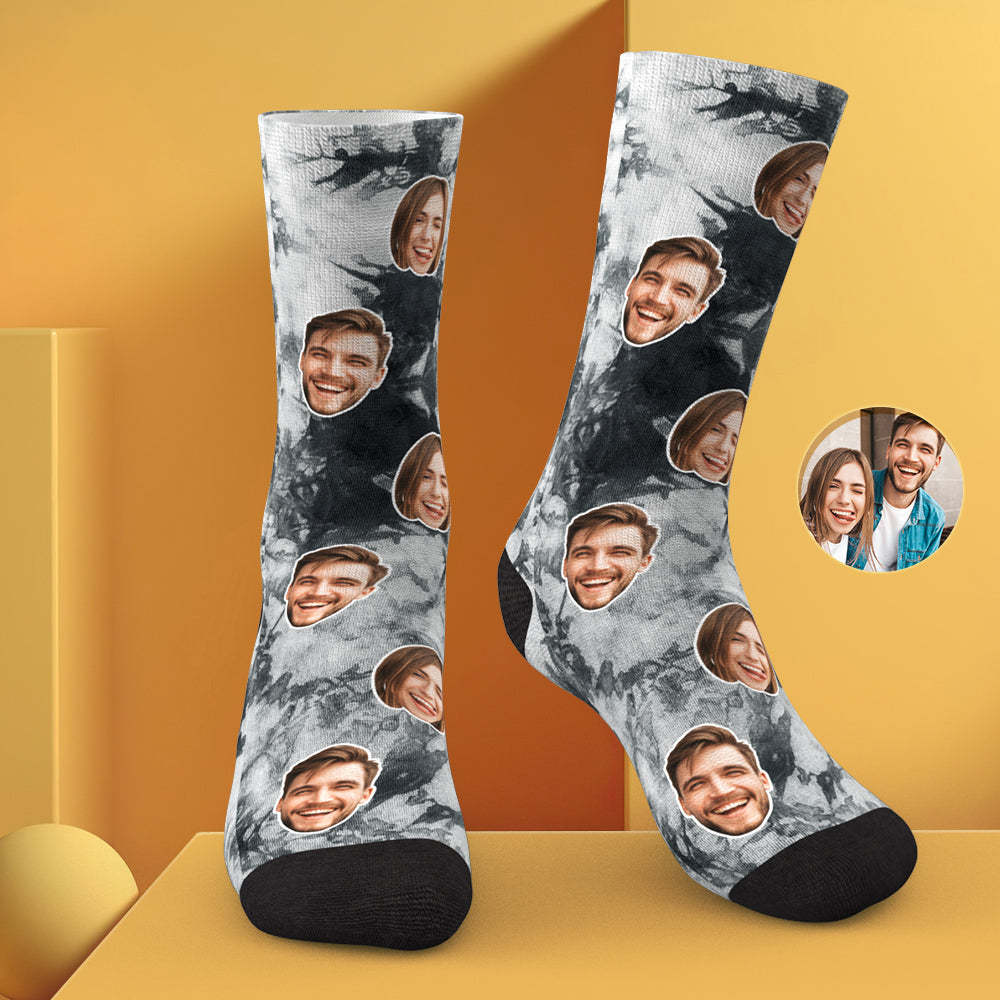 Custom Photo Face Socks Tie Dye Creative Gifts - soufeelmy