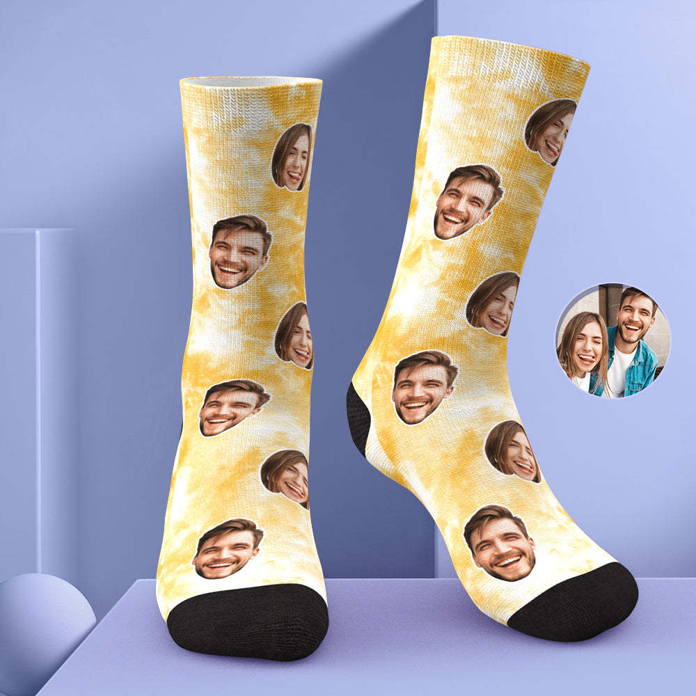 Custom Photo Face Socks Tie Dye Creative Gifts - soufeelmy