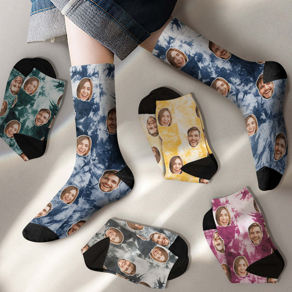 Custom Photo Face Socks Tie Dye Creative Gifts - soufeelmy