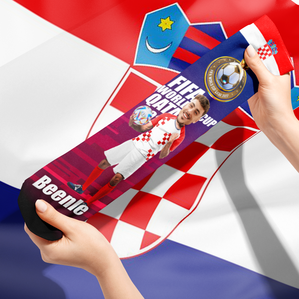 Custom 3D Digital Printed Socks with Your Text Personalized World Cup 2022 Socks - Croatia - soufeelmy