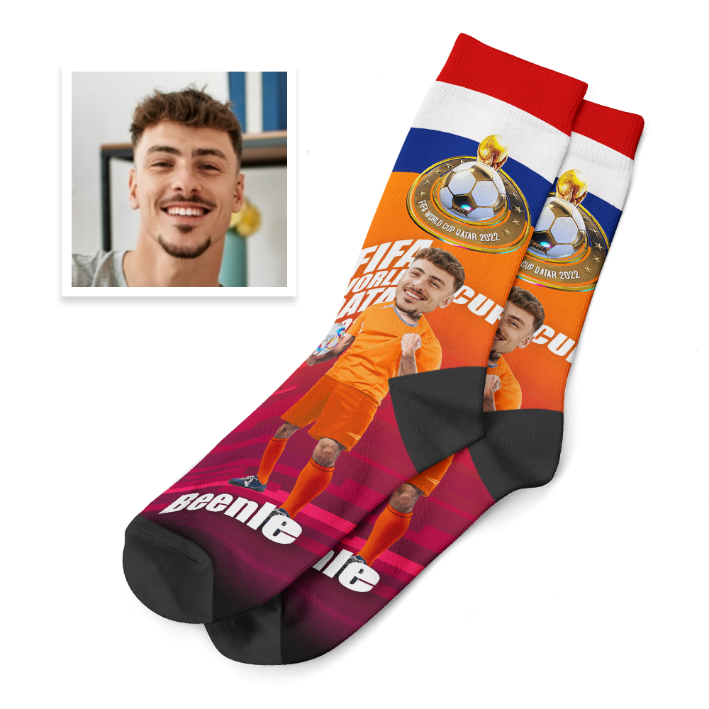 Custom Face World Cup 2022 Socks Add Photo and Text Socks - Netherlands - soufeelmy