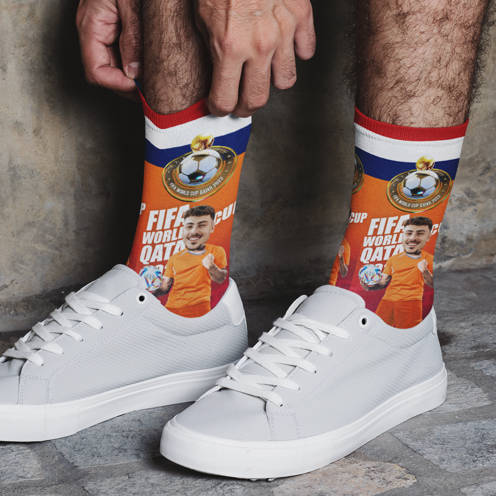 Custom Face World Cup 2022 Socks Add Photo and Text Socks - Netherlands - soufeelmy