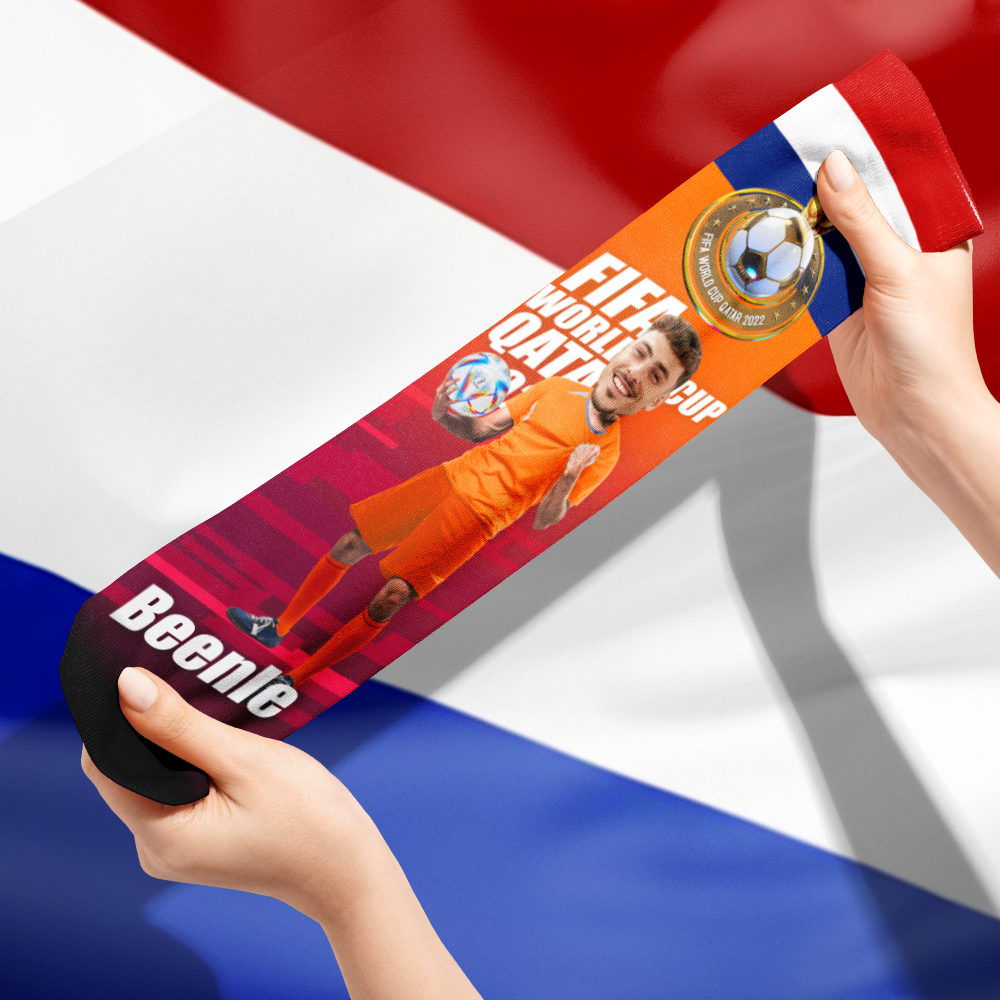 Custom Face World Cup 2022 Socks Add Photo and Text Socks - Netherlands - soufeelmy
