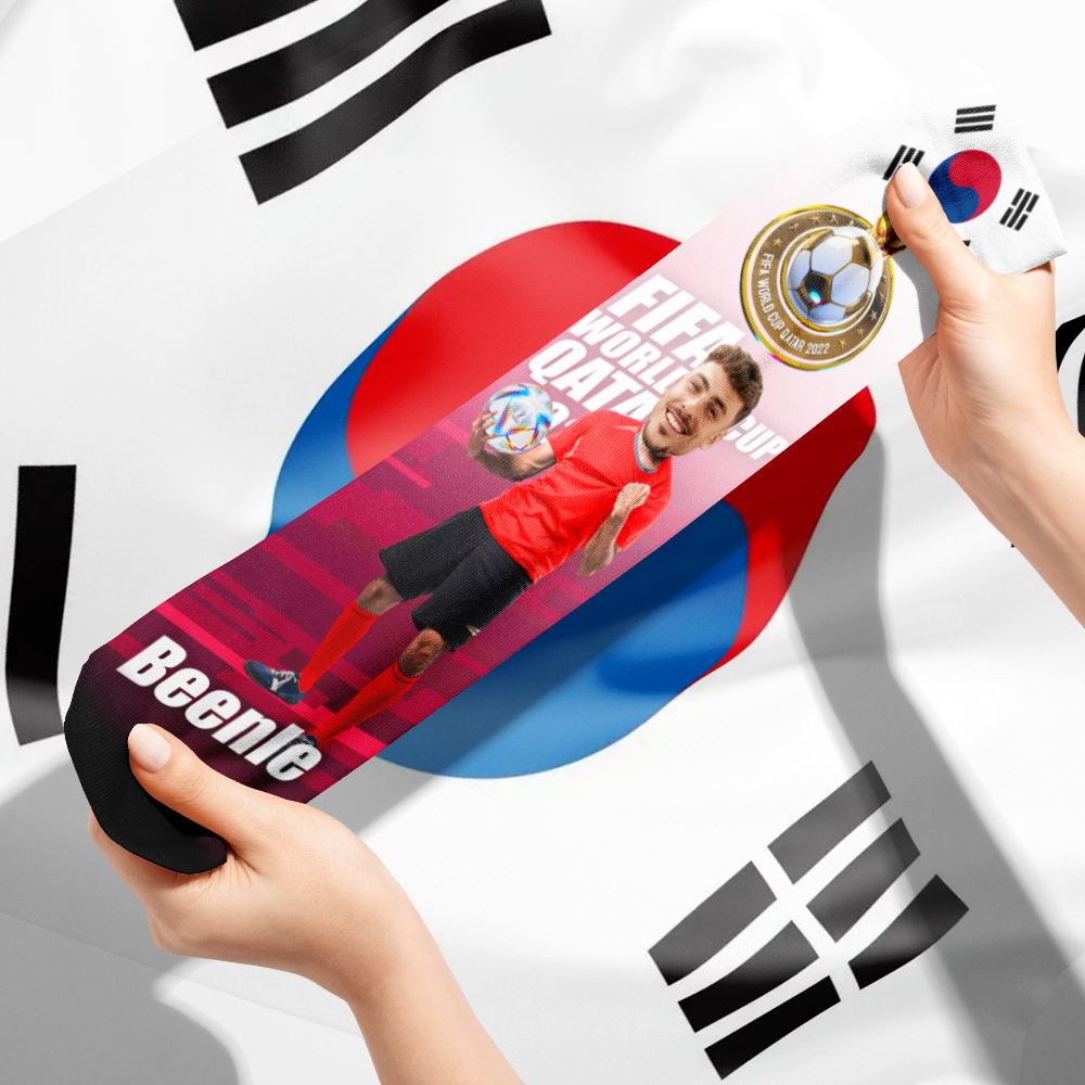 Custom Photo Names Socks Personalized World Cup 2022 Socks for Him - Korea - soufeelmy