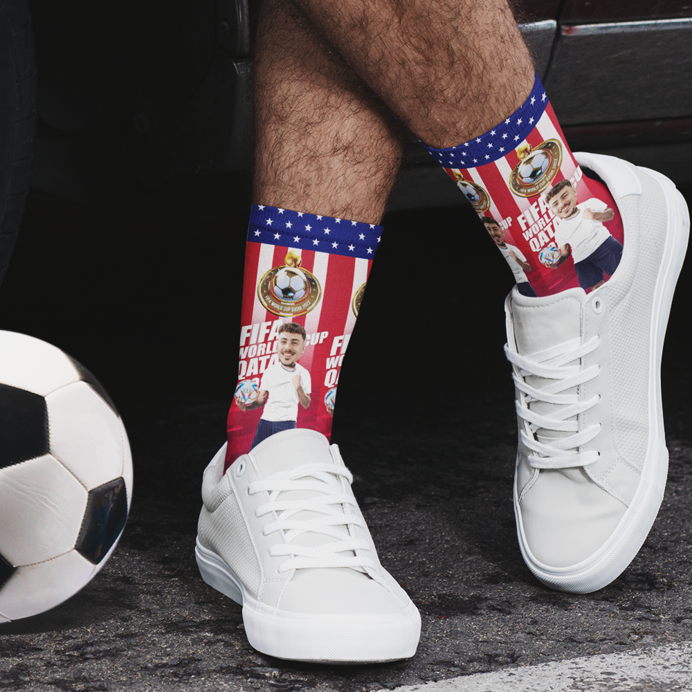 Custom Face World Cup 2022 Socks Add Photo and Text Socks - American - soufeelmy