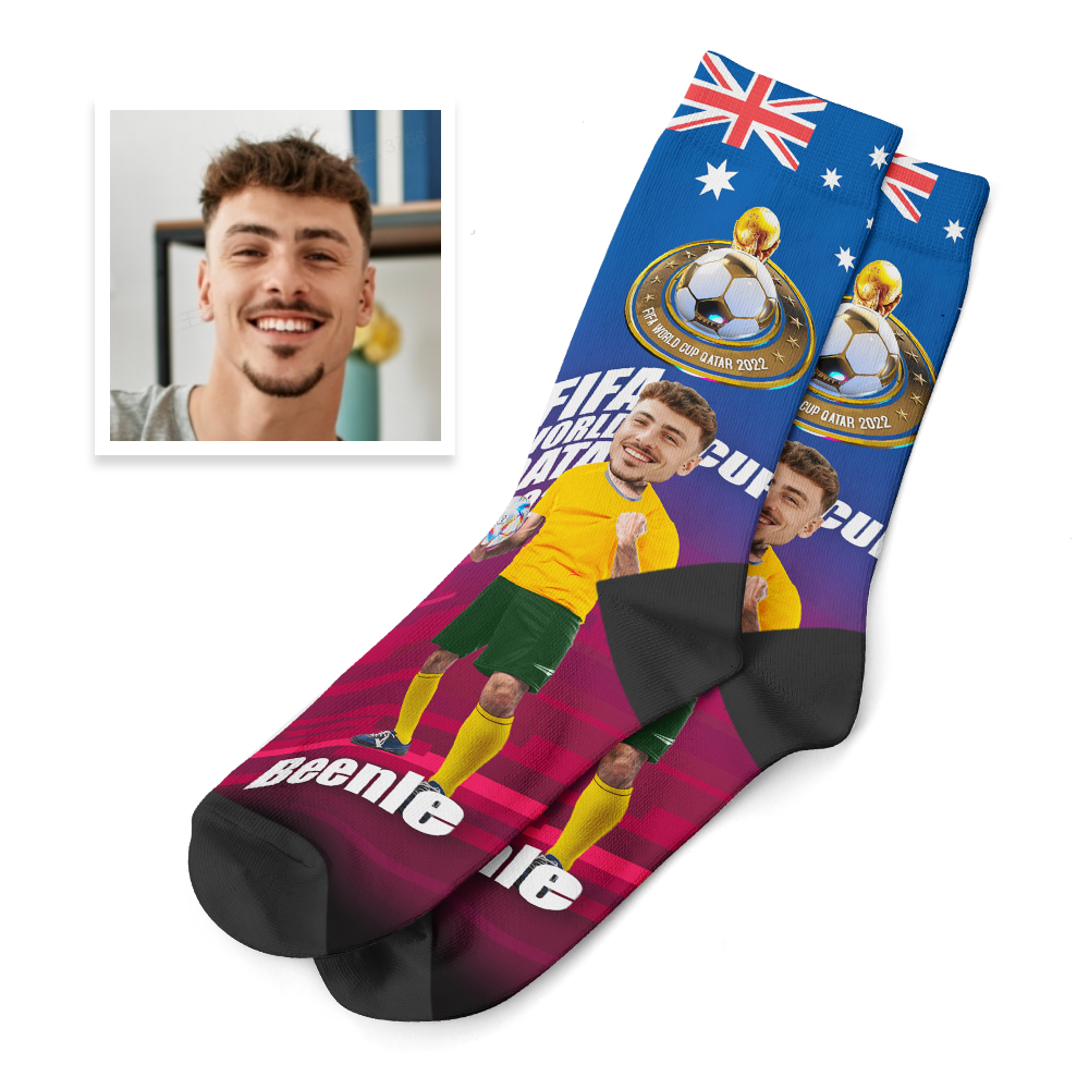 Custom Face Socks Add Pictures and Text Socks World Cup 2022 Socks Gifts for Him - Australia - soufeelmy