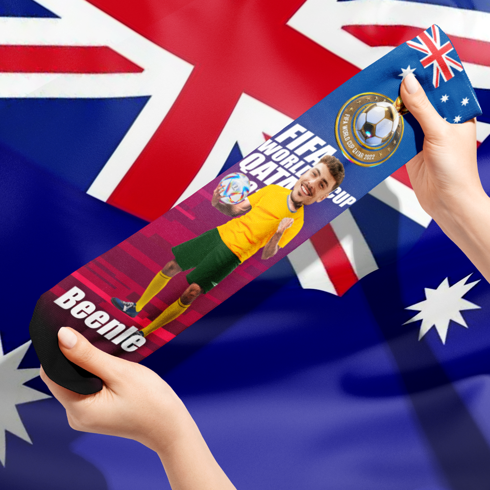Custom Face Socks Add Pictures and Text Socks World Cup 2022 Socks Gifts for Him - Australia - soufeelmy