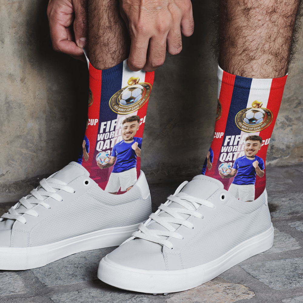 Custom Photo Names Socks Personalized World Cup 2022 Socks for Him - France - soufeelmy