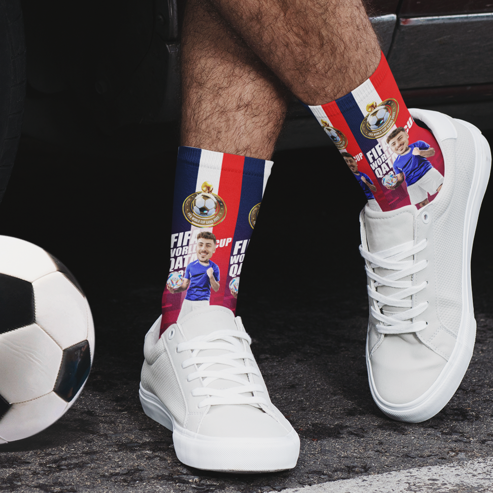 Custom Photo Names Socks Personalized World Cup 2022 Socks for Him - France - soufeelmy