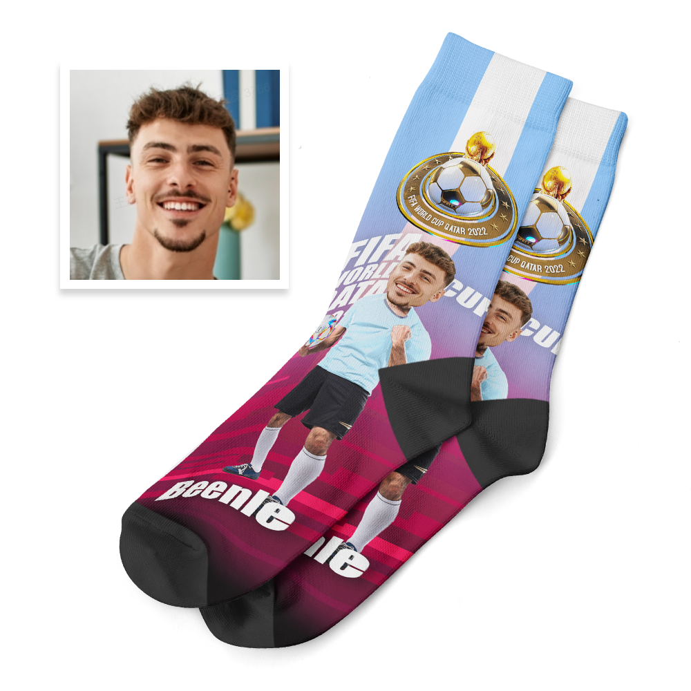Custom Face World Cup 2022 Socks Add Photo and Text Socks - Argentina - soufeelmy