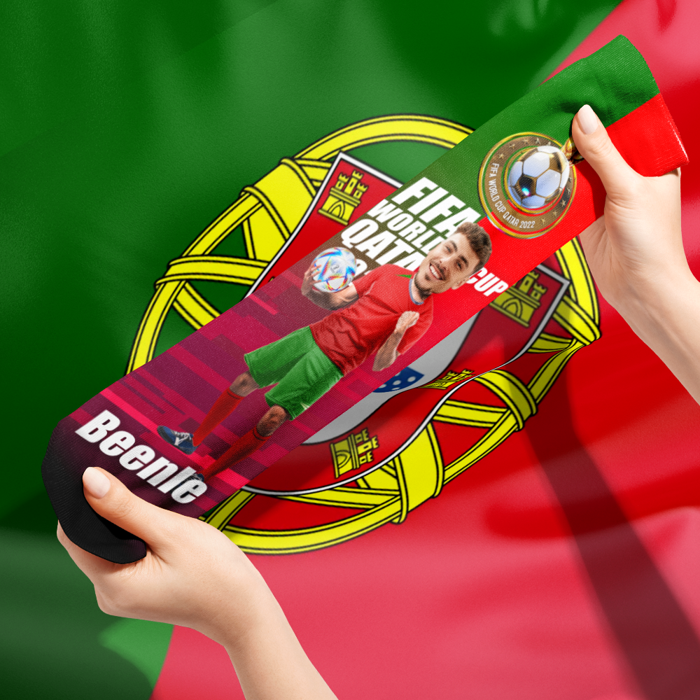 Custom Face Socks Add Pictures and Text Socks World Cup 2022 Socks Gifts for Him - Portugal - soufeelmy