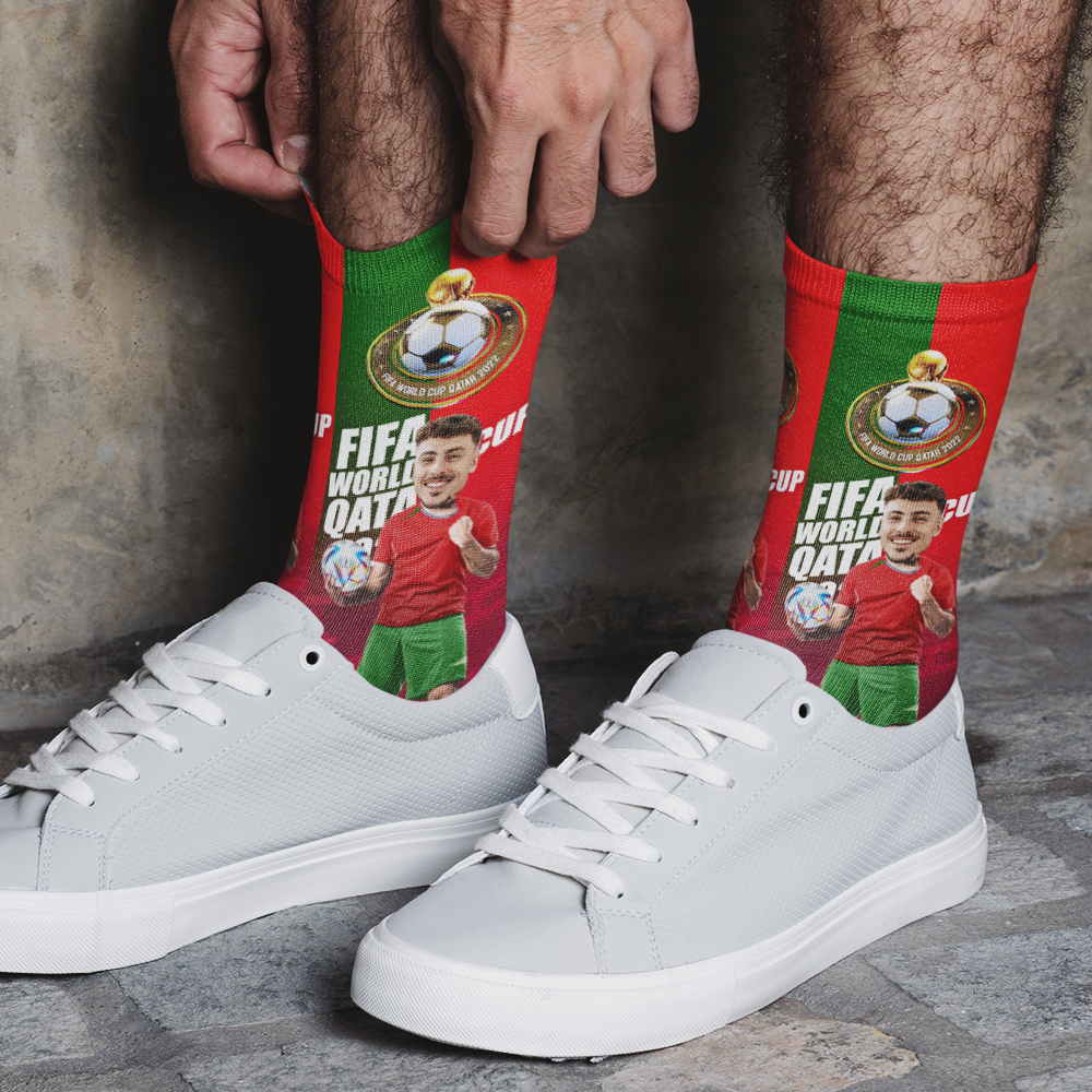 Custom Face Socks Add Pictures and Text Socks World Cup 2022 Socks Gifts for Him - Portugal - soufeelmy