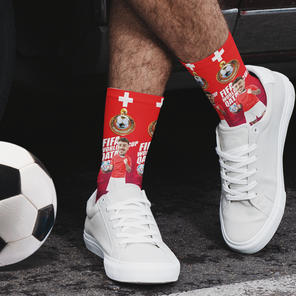 Custom Face World Cup 2022 Socks Add Photo and Text Socks - Switzerland - soufeelmy