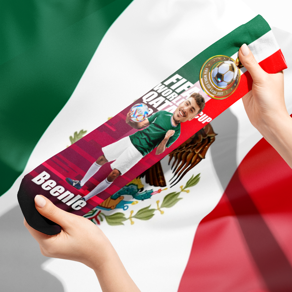 Custom 3D Digital Printed Socks with Your Text Personalized World Cup 2022 Socks - Mexico - soufeelmy