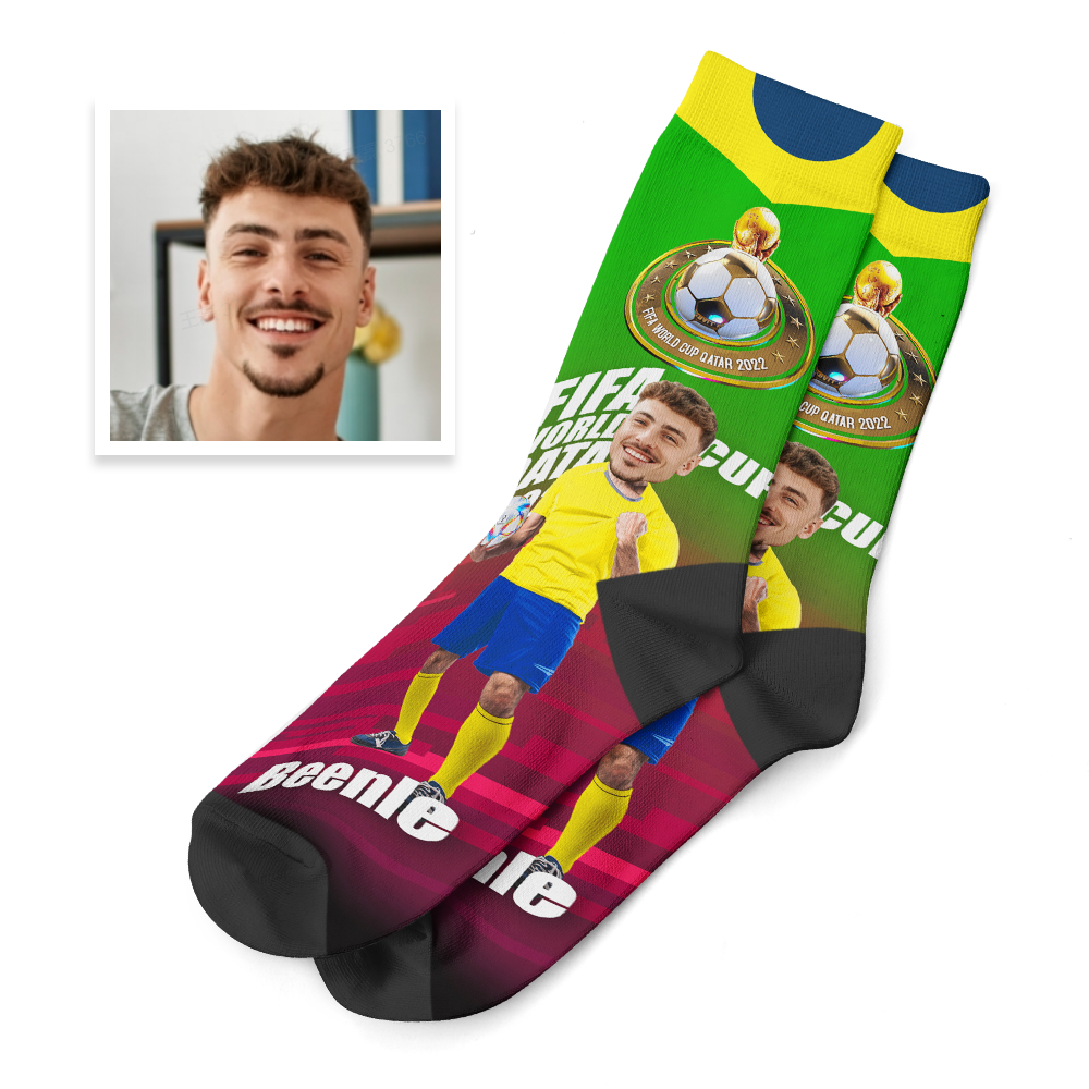 Custom Face Socks Add Pictures and Text Socks World Cup 2022 Socks Gifts for Family - Brazil - soufeelmy