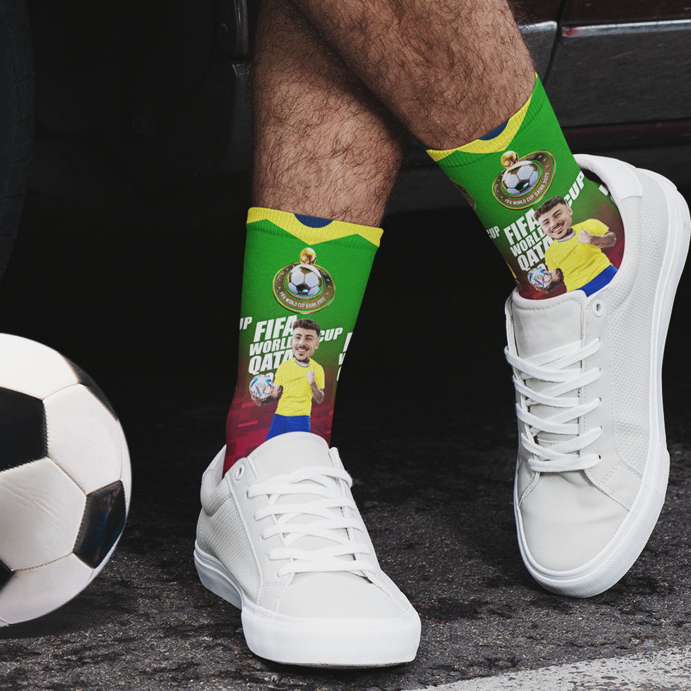 Custom Face Socks Add Pictures and Text Socks World Cup 2022 Socks Gifts for Family - Brazil - soufeelmy