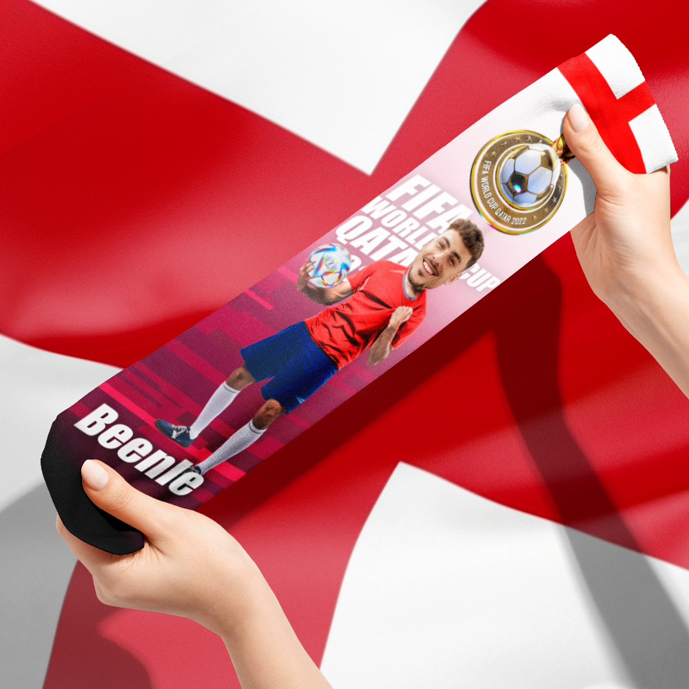 Custom Face World Cup 2022 Socks Add Photo and Text Socks - England - soufeelmy