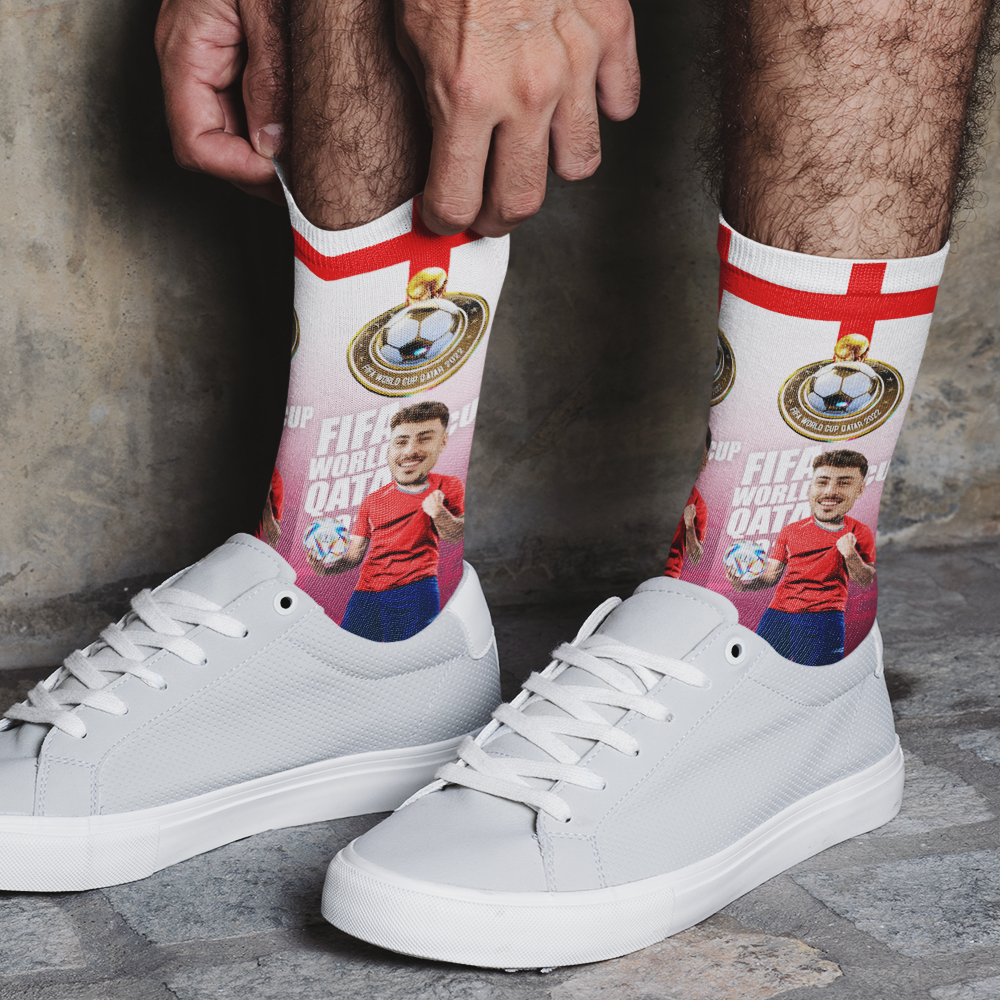 Custom Face World Cup 2022 Socks Add Photo and Text Socks - England - soufeelmy