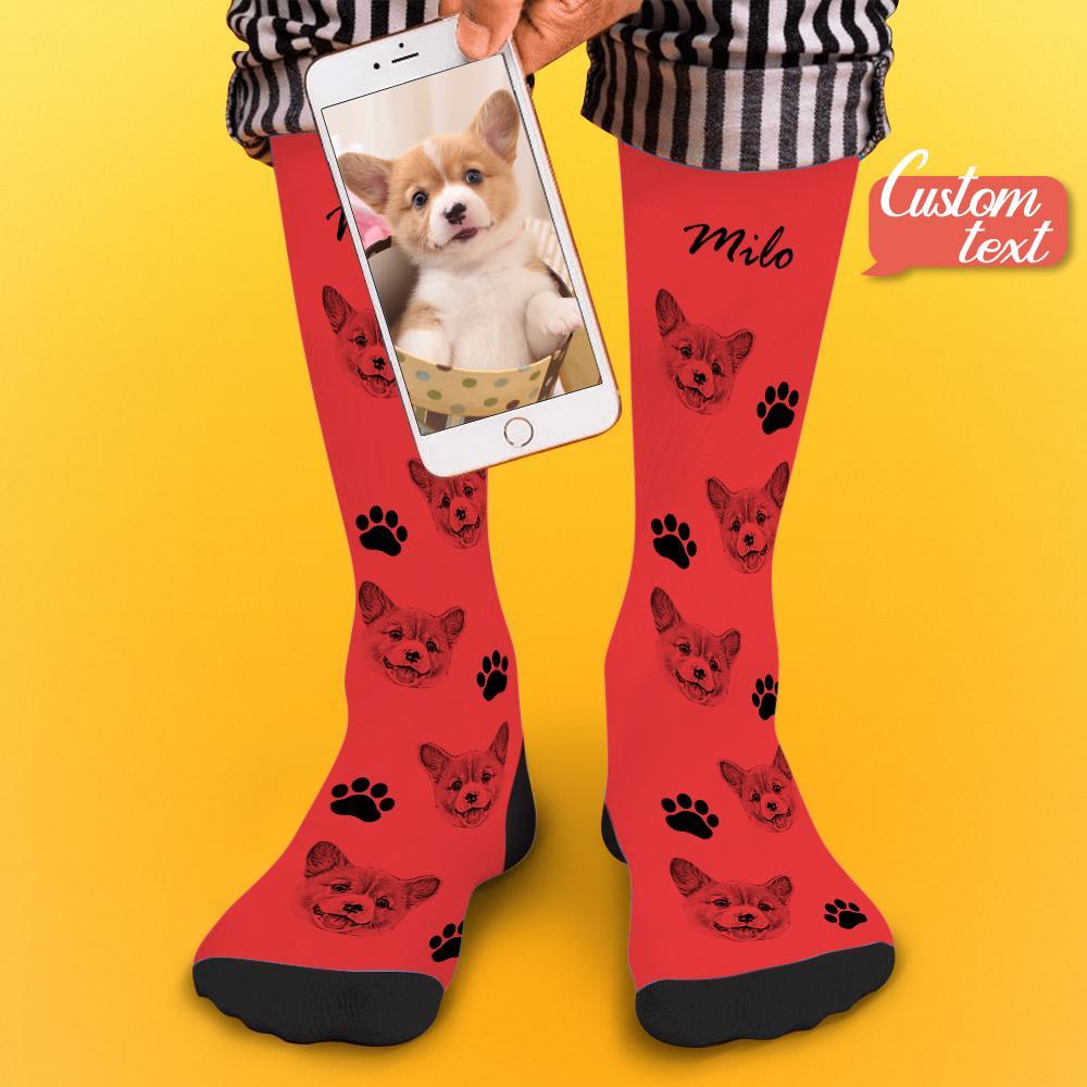 Custom Socks Pet Face Photo Socks Text Name Photoprint Socks For Pet - soufeelmy