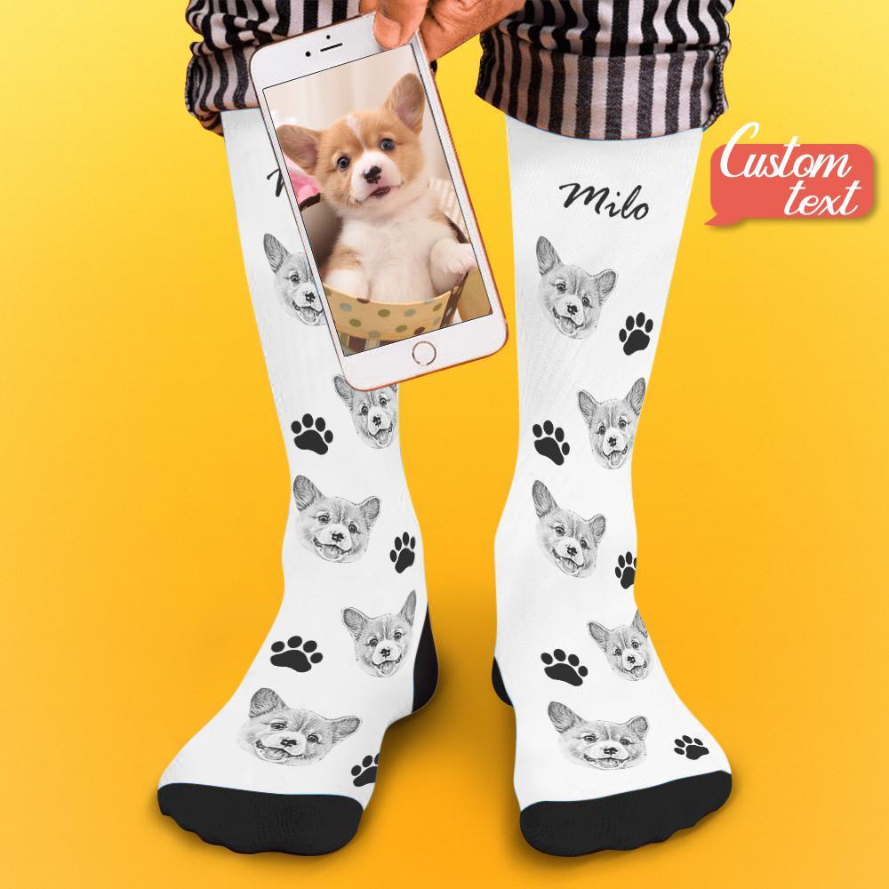 Custom Socks Pet Face Photo Socks Text Name Photoprint Socks For Pet - soufeelmy