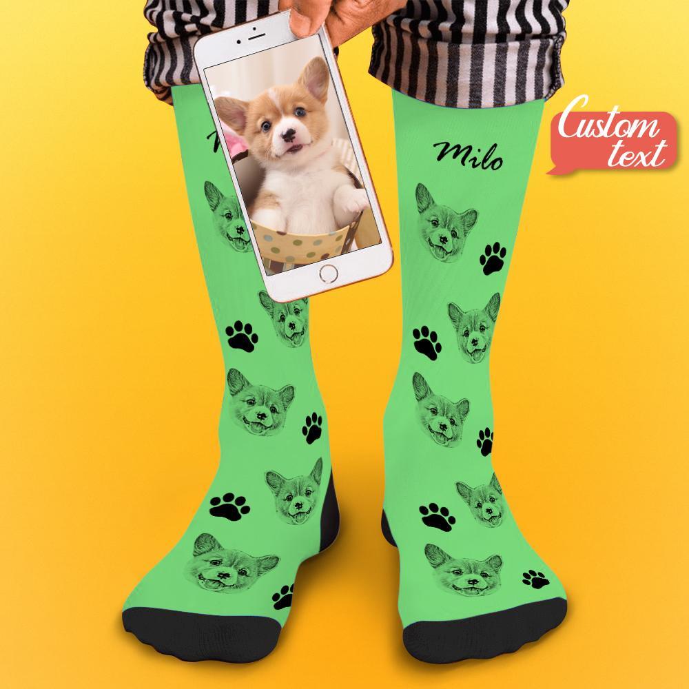 Custom Socks Pet Face Photo Socks Text Name Photoprint Socks For Pet - soufeelmy