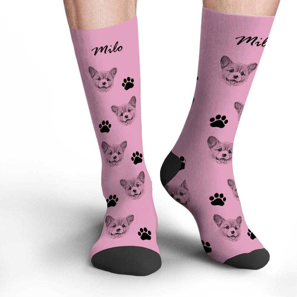 Custom Socks Pet Face Photo Socks Text Name Photoprint Socks For Pet - soufeelmy