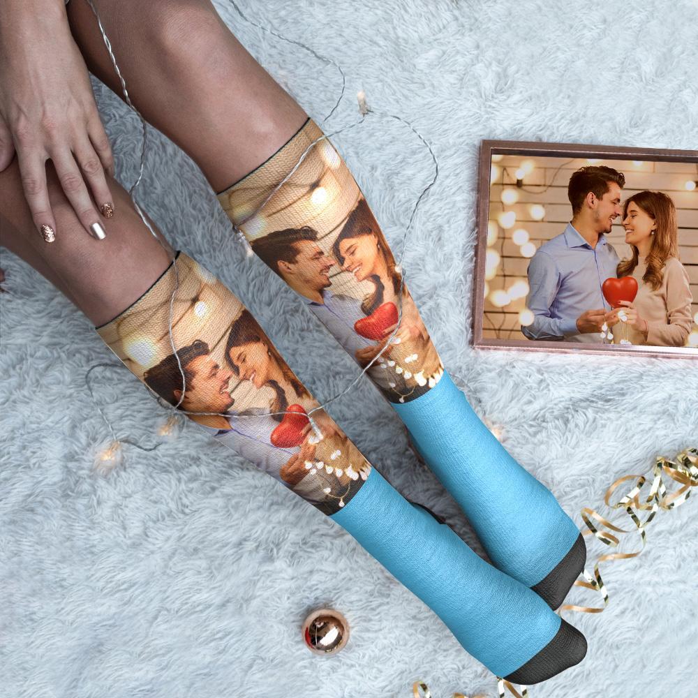 Custom Photo Knee High Socks For Lovers - soufeelmy