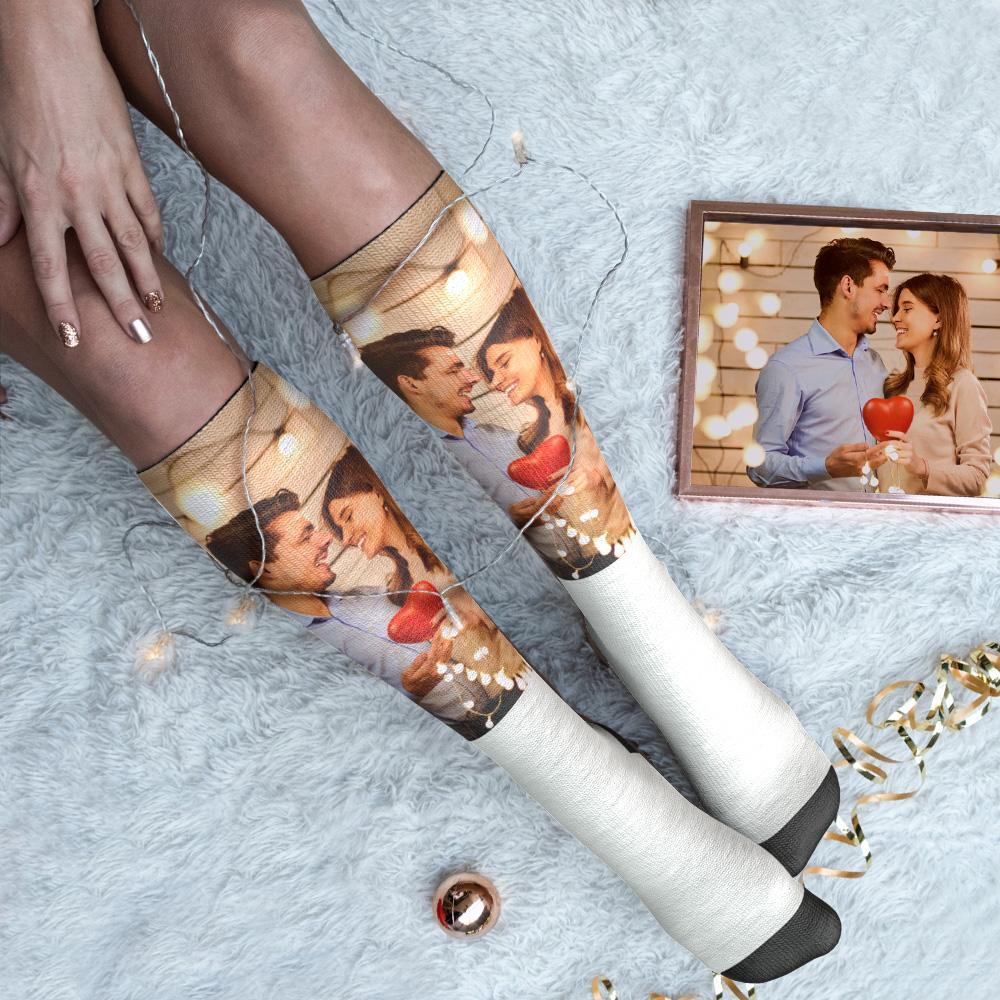 Custom Photo Knee High Socks For Lovers - soufeelmy