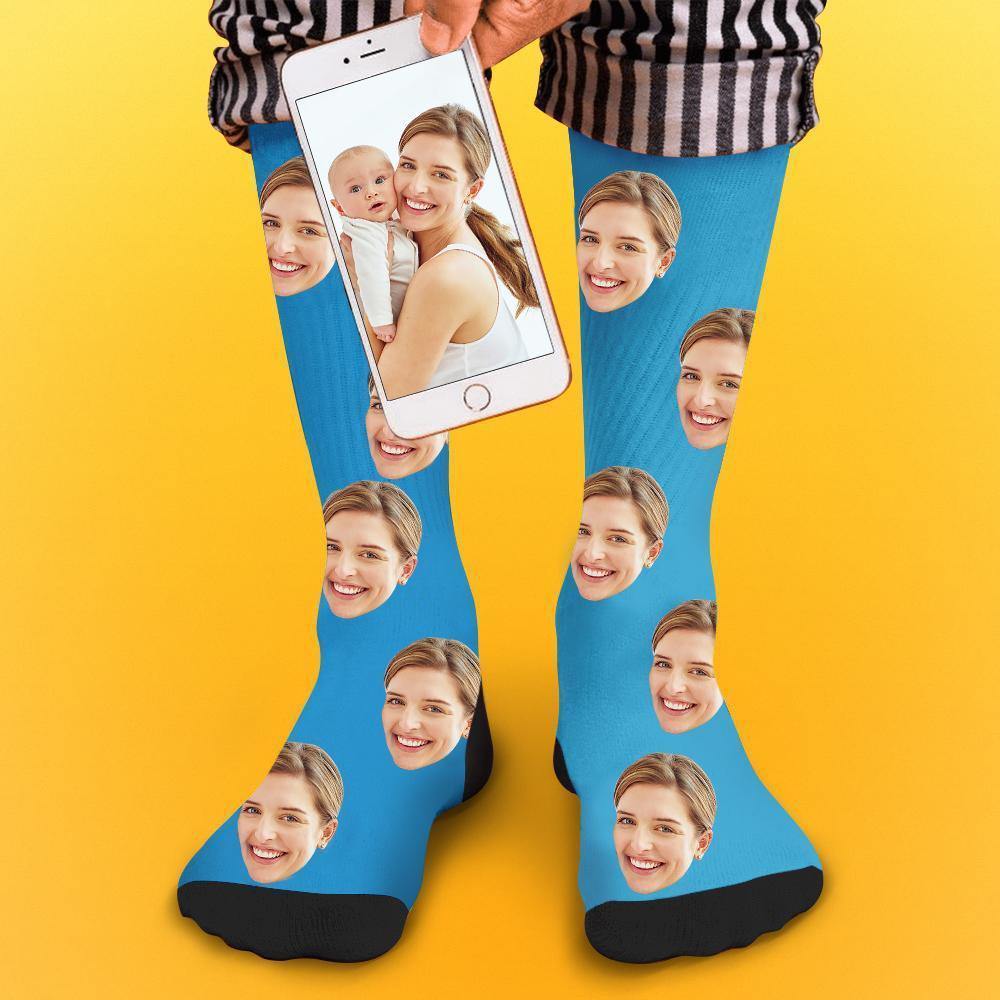 Custom Socks Face Socks Photo Socks with Your Text 3D Preview Gifts for Mom - soufeelmy