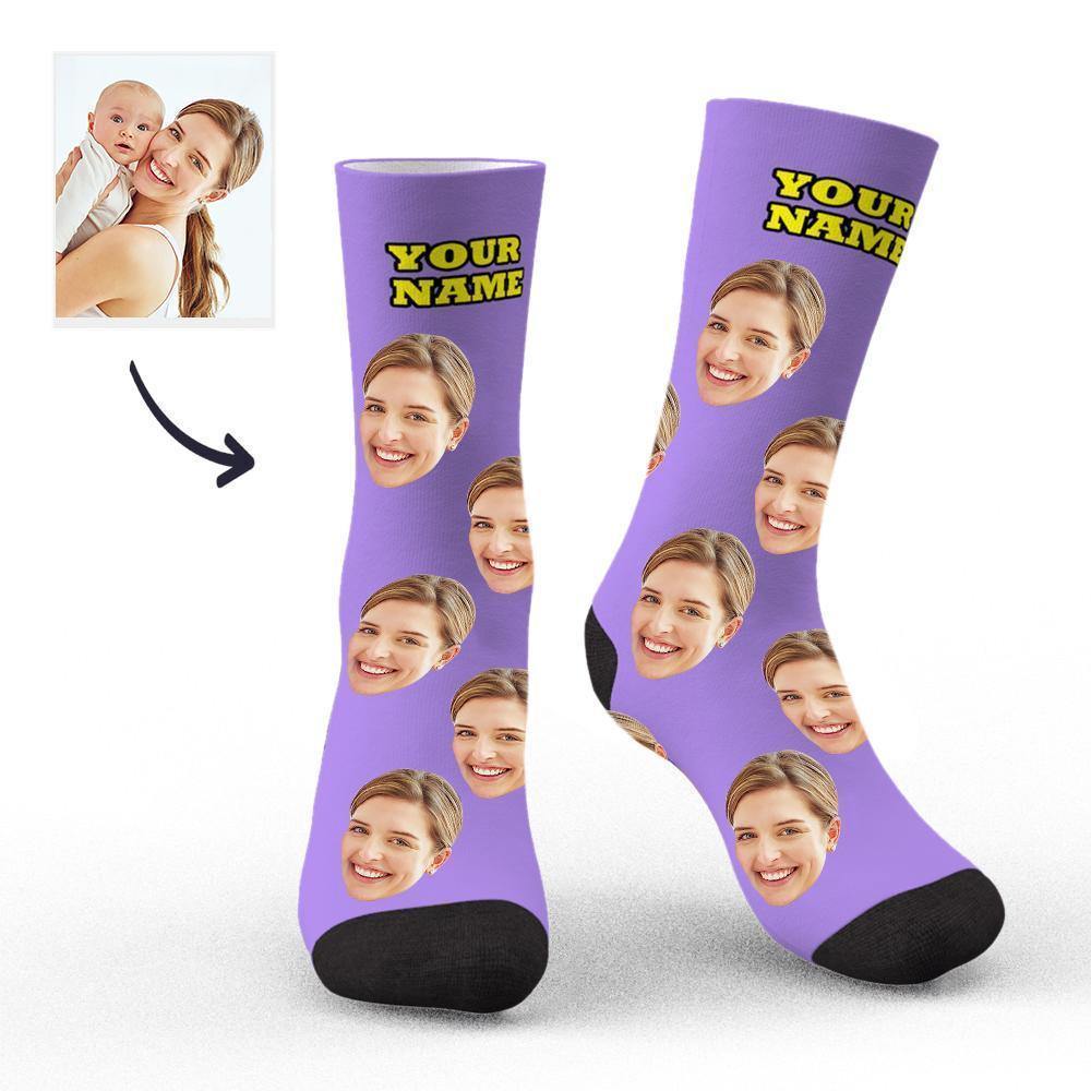 Custom Socks Face Socks Photo Socks with Your Text 3D Preview Gifts for Mom - soufeelmy