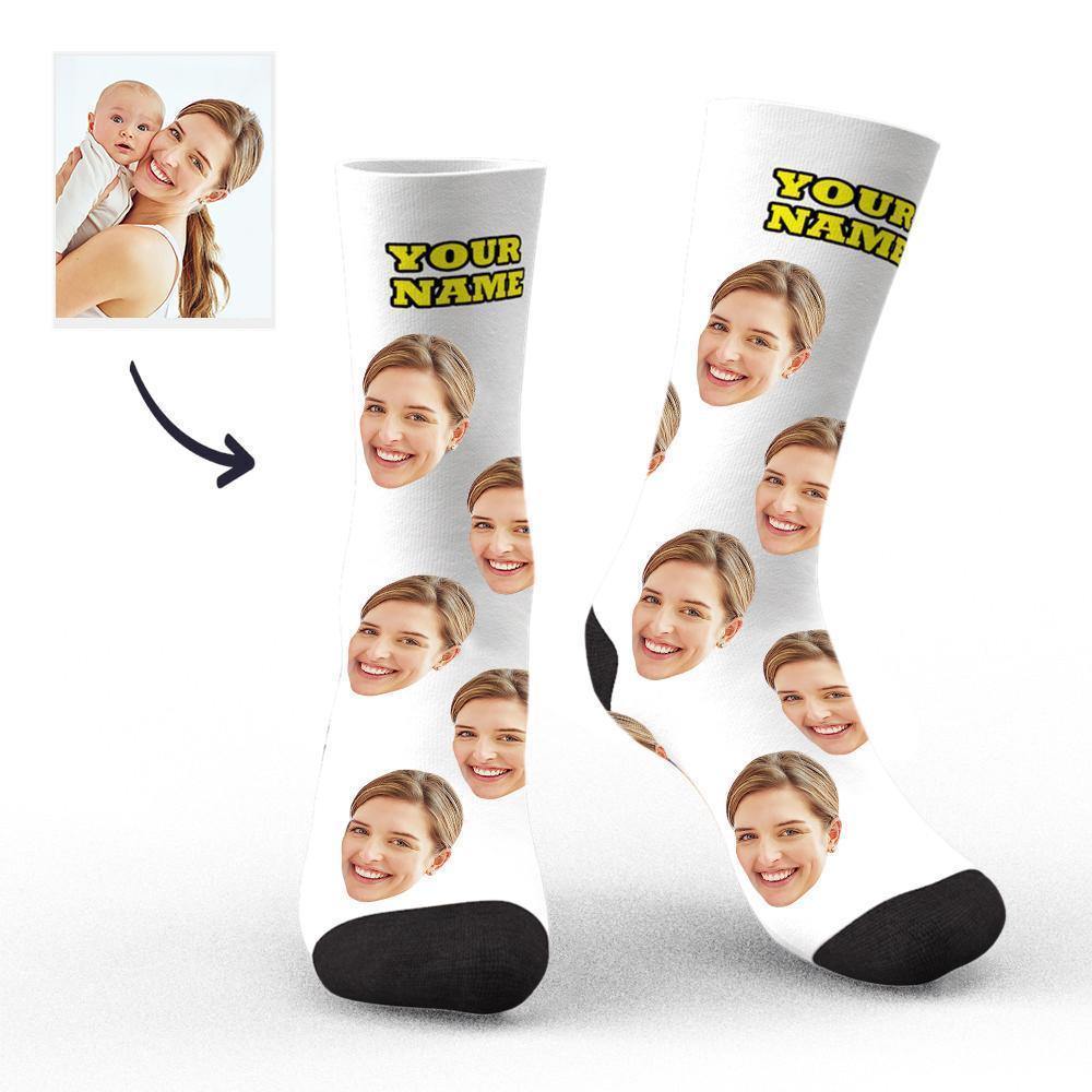 Custom Socks Face Socks Photo Socks with Your Text 3D Preview Gifts for Mom - soufeelmy