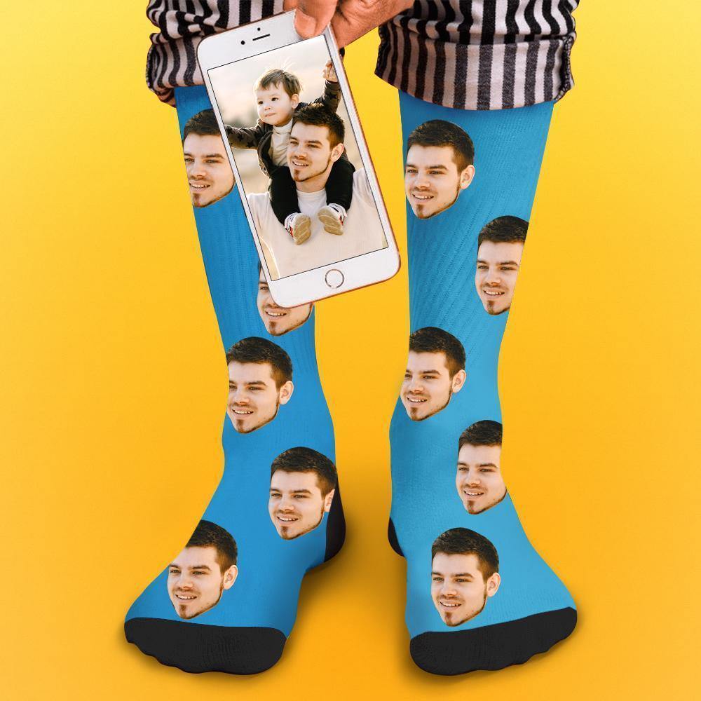 Face Socks Custom Socks Photo Socks with Your Text 3D Preview Gifts for Dad - soufeelmy