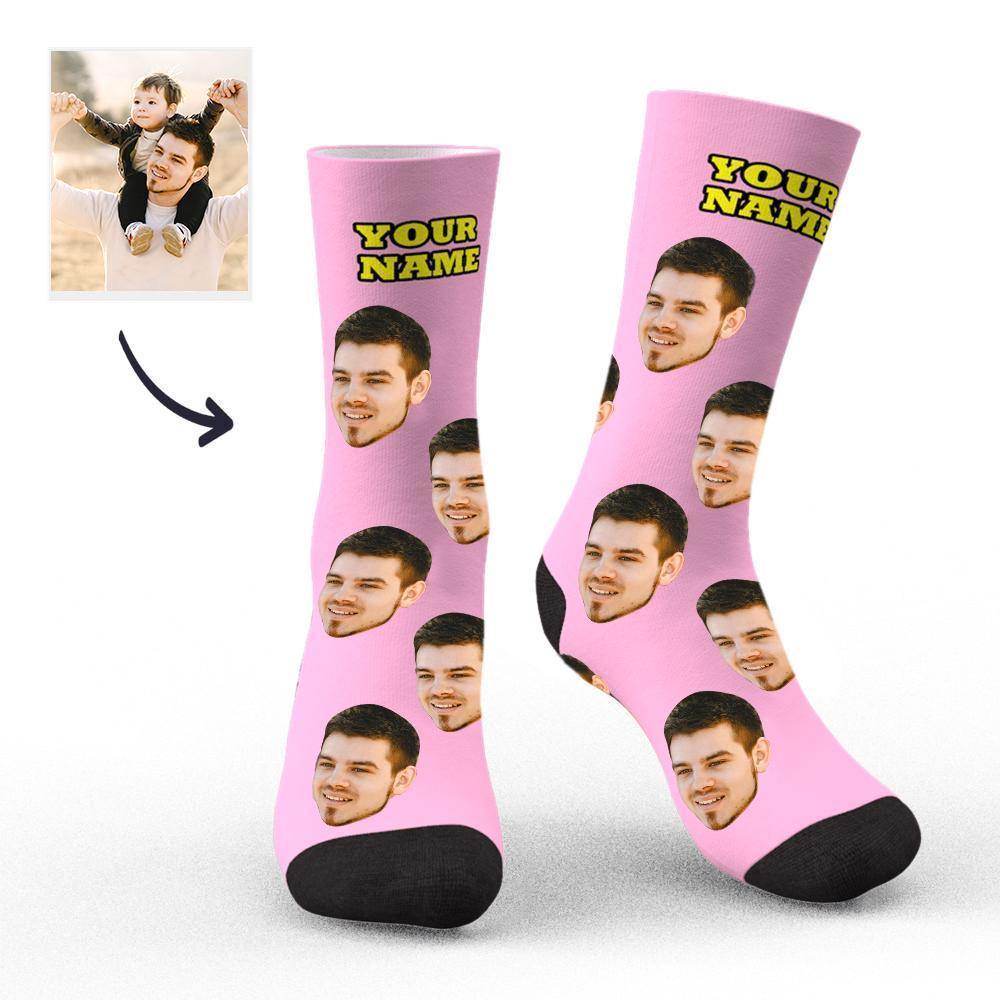 Face Socks Custom Socks Photo Socks with Your Text 3D Preview Gifts for Dad - soufeelmy