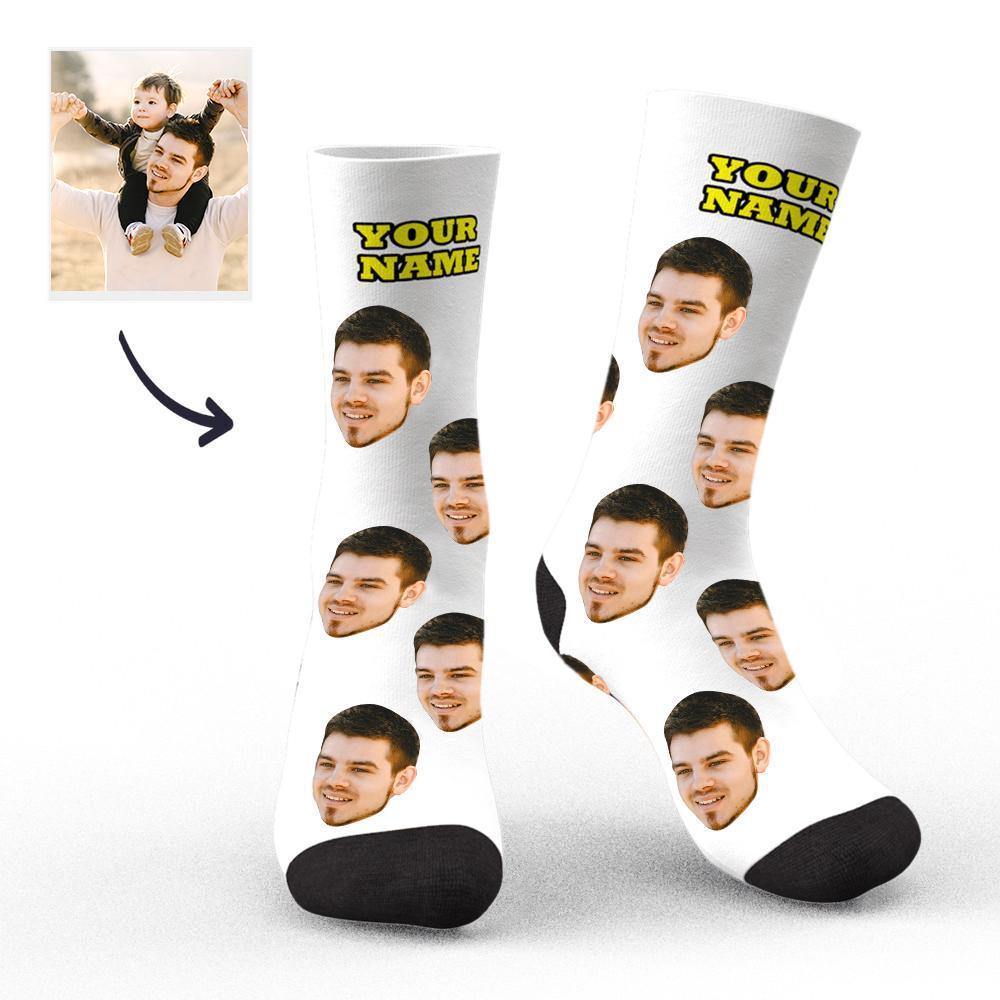 Face Socks Custom Socks Photo Socks with Your Text 3D Preview Gifts for Dad - soufeelmy