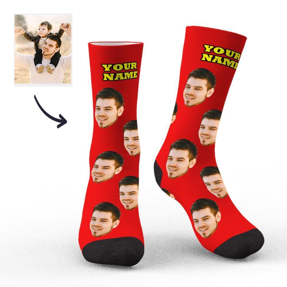 Face Socks Custom Socks Photo Socks with Your Text 3D Preview Gifts for Dad - soufeelmy