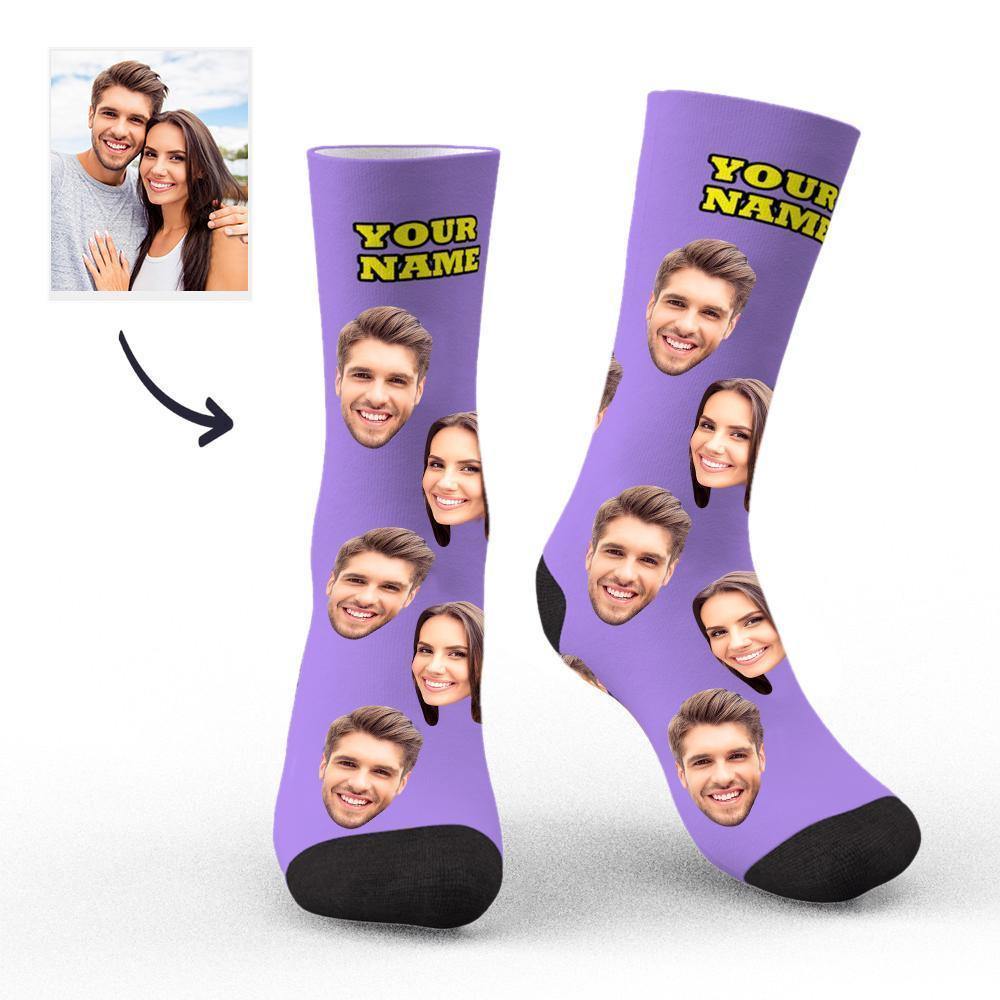Custom Socks Face Socks Photo Socks with Your Text 3D Preview Colorful Socks - soufeelmy