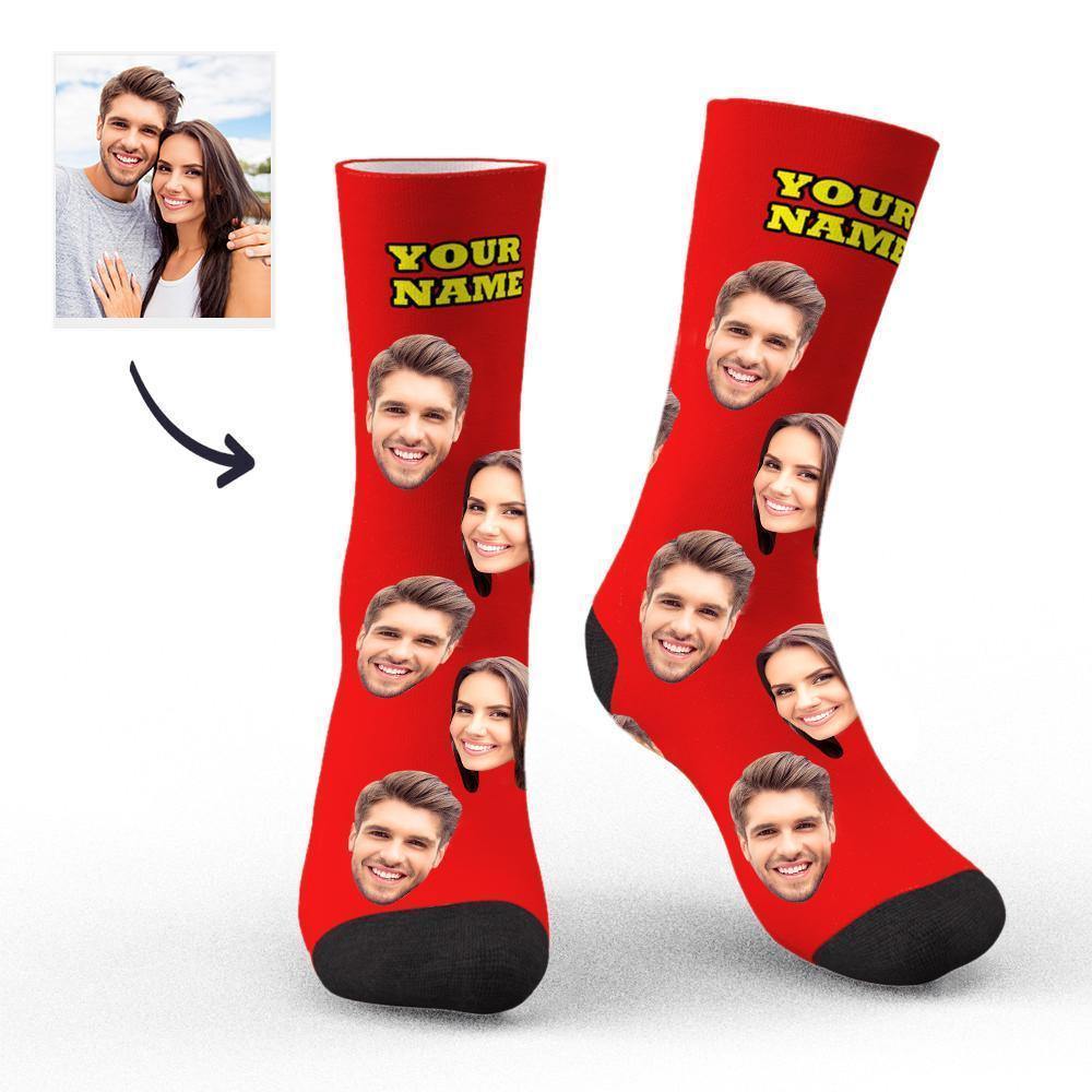 Custom Socks Face Socks Photo Socks with Your Text 3D Preview Colorful Socks - soufeelmy