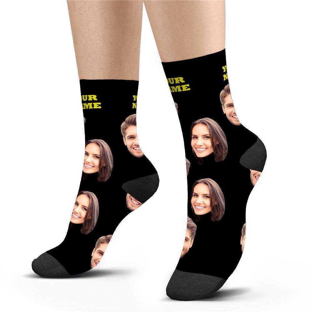 Custom Socks Face Socks Photo Socks with Your Text 3D Preview Colorful Socks - soufeelmy