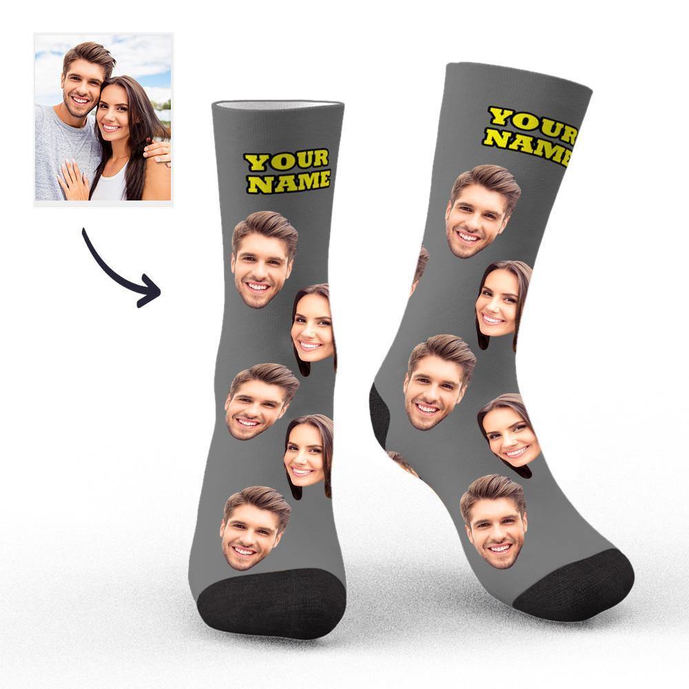 Custom Socks Face Socks Photo Socks with Your Text 3D Preview Colorful Socks - soufeelmy