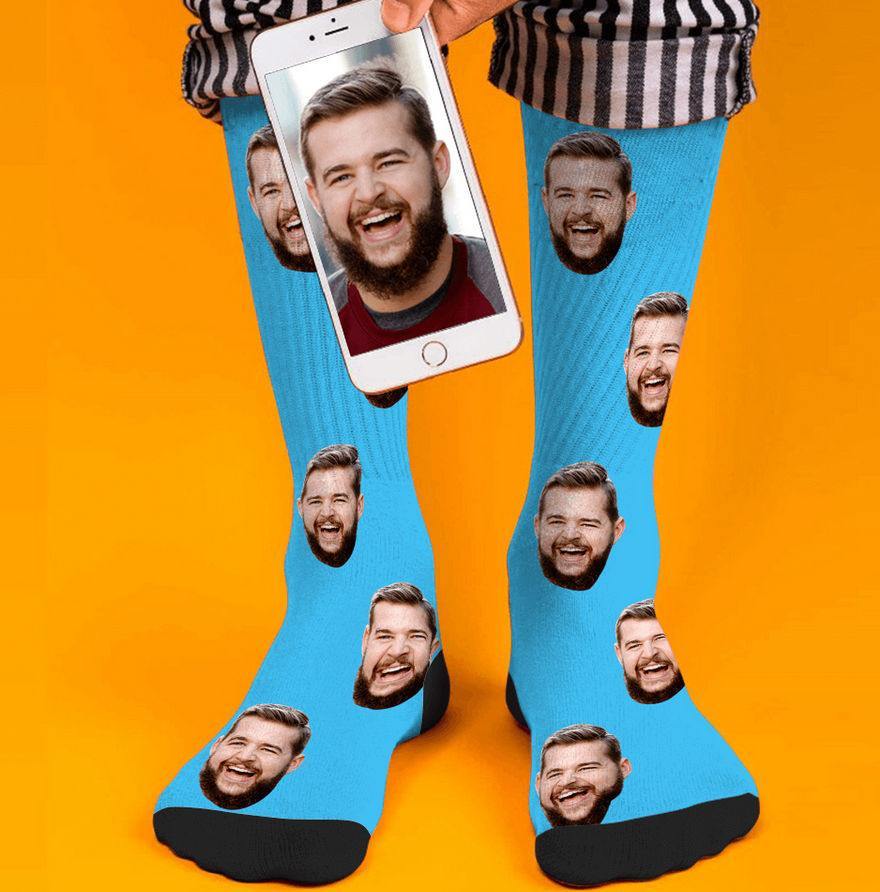 Custom Socks Face Socks Photo Socks with Your Text 3D Preview Colorful Socks - soufeelmy