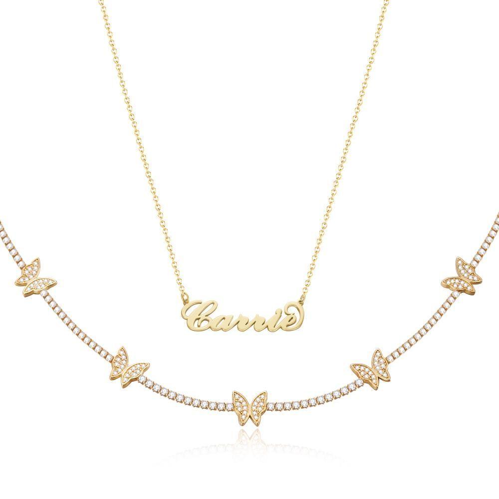 Name Necklace With Butterfly Pendant Necklace Gifts - 