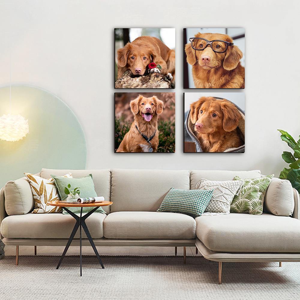 Custom Wall Art Oil Painting Gifts 4pcs for Pets Frameless - soufeelmy