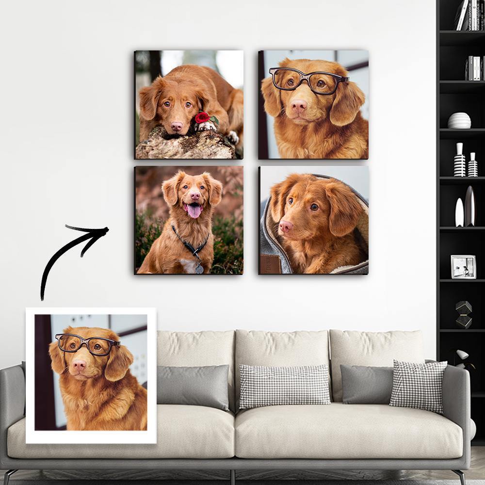 Custom Wall Art Oil Painting Gifts 4pcs for Pets Frameless - soufeelmy