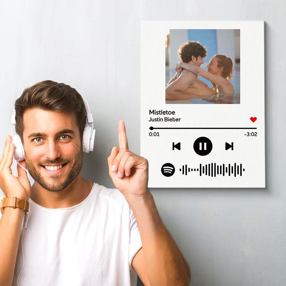 Spotify Code Canvas Wall Art Canvas Photo Oil Painting, Scannable Custom Music Song Gifts for Couple 11.8in*15.7in (30*40cm) Canvas Only - 