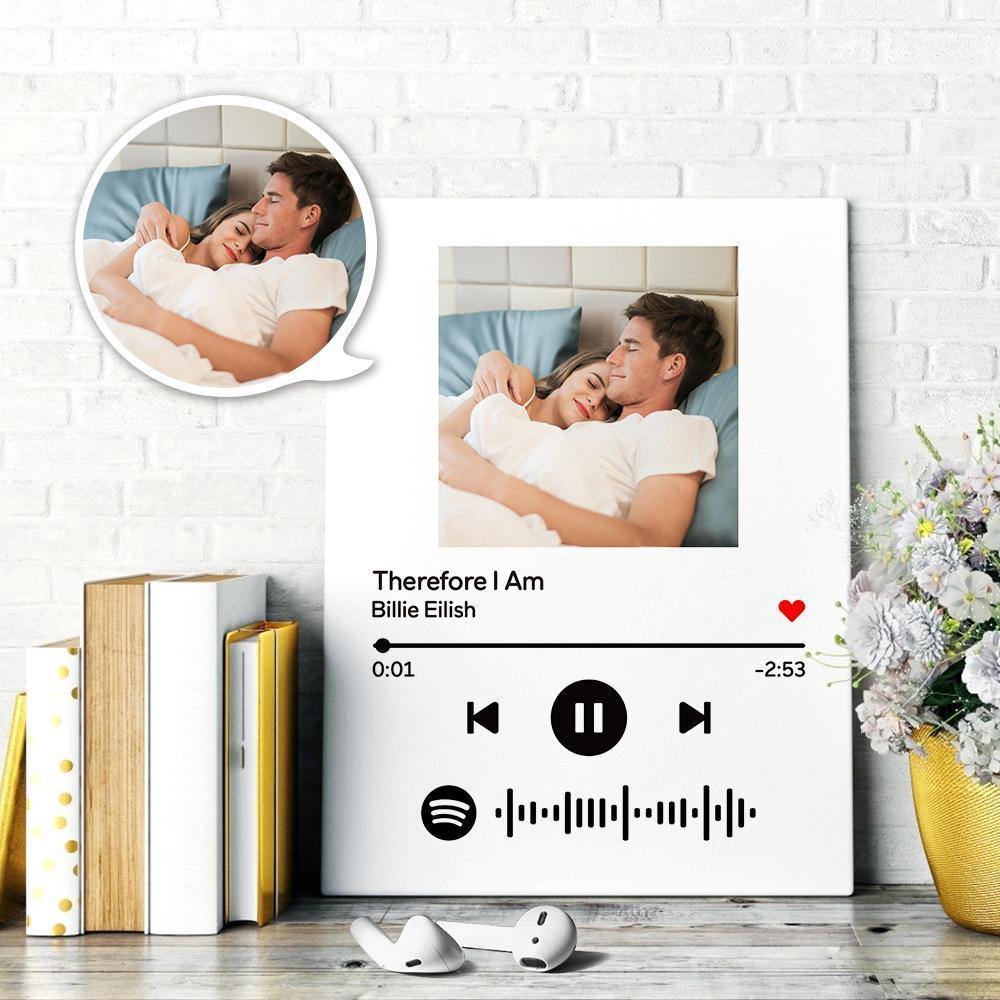 Spotify Code Canvas Wall Art Canvas Photo Oil Painting, Scannable Custom Music Song Gifts for Couple 11.8in*15.7in (30*40cm) Canvas Only - 