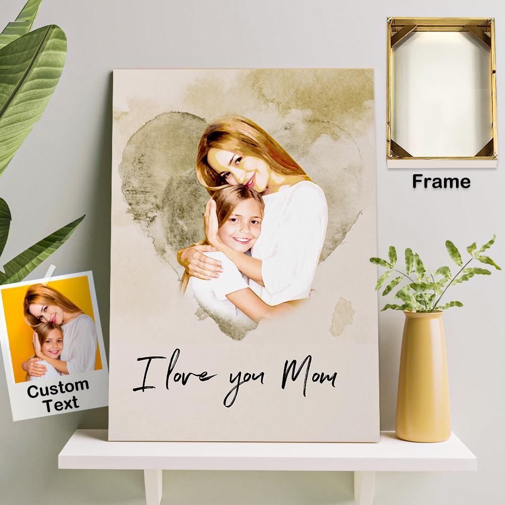Custom Wall Art Watercolor Photo Aquarelle Oil Painting Frameless for Mother's Day - soufeelmy