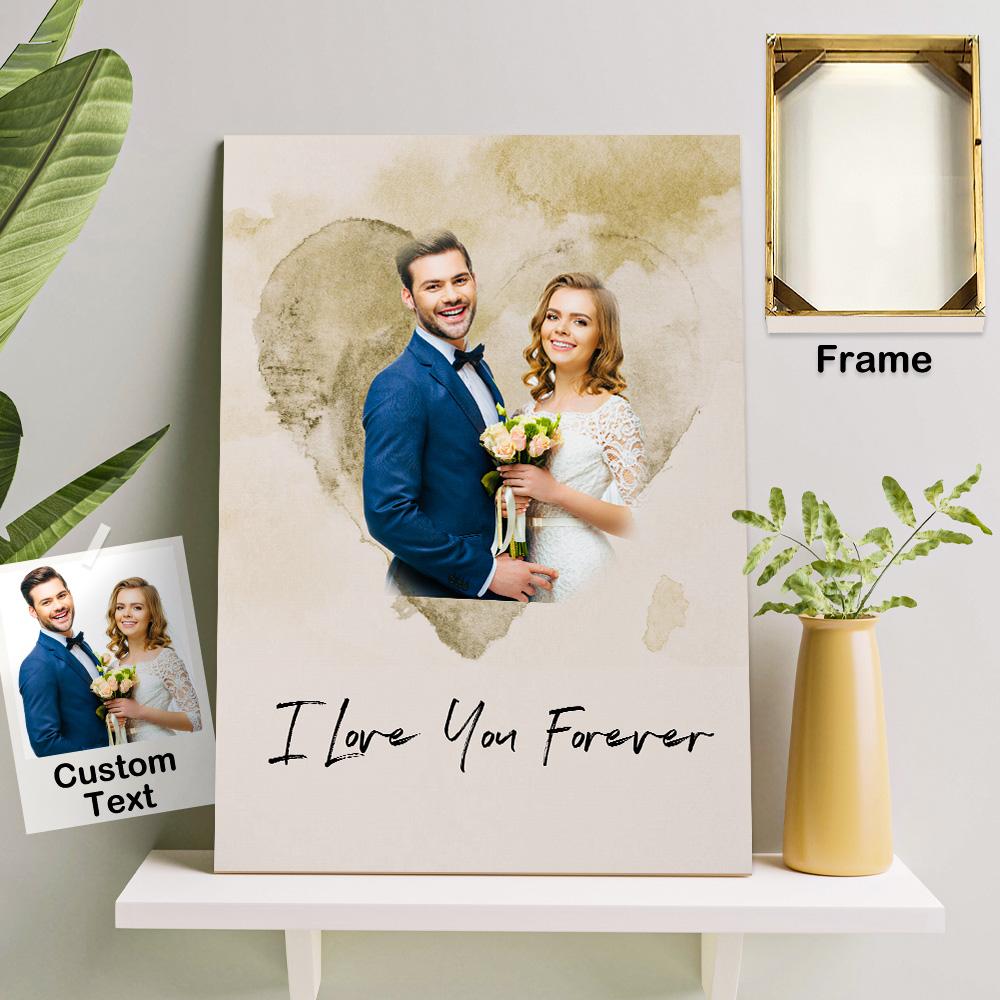 Custom Wall Art Watercolor Photo Aquarelle Oil Painting With DIY Frame Wedding Anniversary Gift - soufeelmy